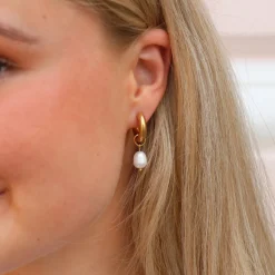 Winther Studio Chunky Pearl Hoops Sølv Outlet