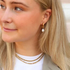 Winther Studio Chunky Pearl Hoops Sølv Outlet