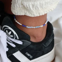 Winther Studio Navi Pearl Ankelkæde Blå Hot