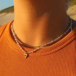 Winther Studio Thalassa Heart Halskæde blå/hvid/guld Outlet